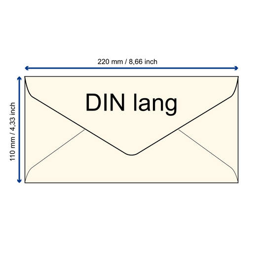Büttenpapier-Umschlag DIN-lang - Dreieckslasche  - elfenbein