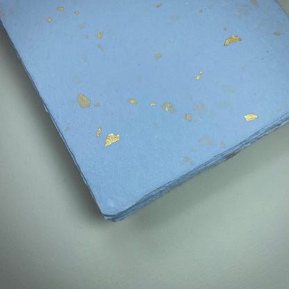 Büttenpapier DIN-C6 - babyblau / Goldflocken