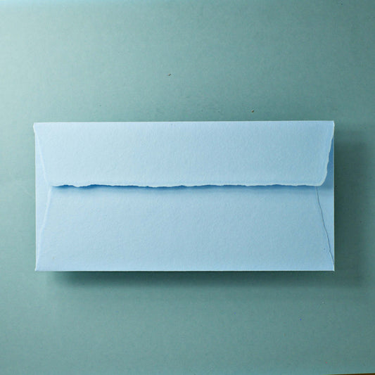 Büttenpapier-Umschlag DIN-lang - Trapezlasche  - babyblau