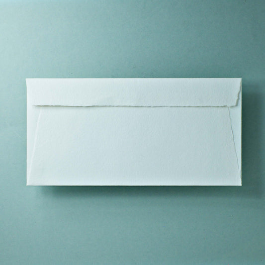 Büttenpapier-Umschlag DIN-lang - Trapezlasche  - naturweiß