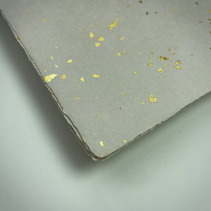 Büttenpapier DIN-lang - sand / Goldflocken